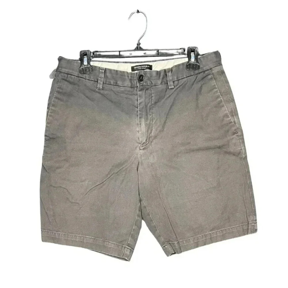 Banana Republic Aiden Shorts Men's 32 Rock Grey Bermuda Cotton Blend Casual